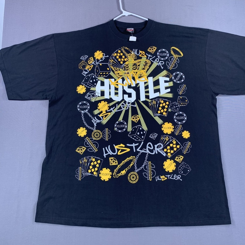 Griffin King Hustle Shirt Mens 4XL Black Casino‎ Dice Poker Chips Graphic Tee